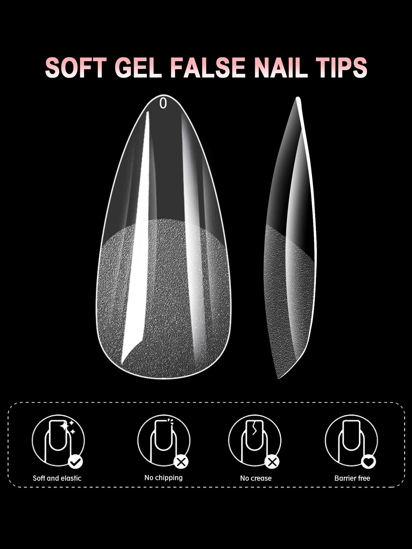 100/320/600Pcs Short Almond Nail Tips Soft Gel Nail Tips Full Cover False Nail Tips For Acrylic Nails Salon Home Press On Nails 260626 - view 7