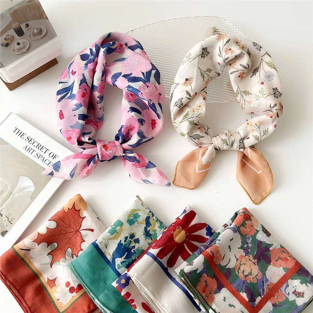 Cotton Handkerchief Women Scarfs Small Bandana Head Neck Scarves Female 53x53CM Print Headband Cute Hair Scarf For Ladies 26Y06226 - view 7