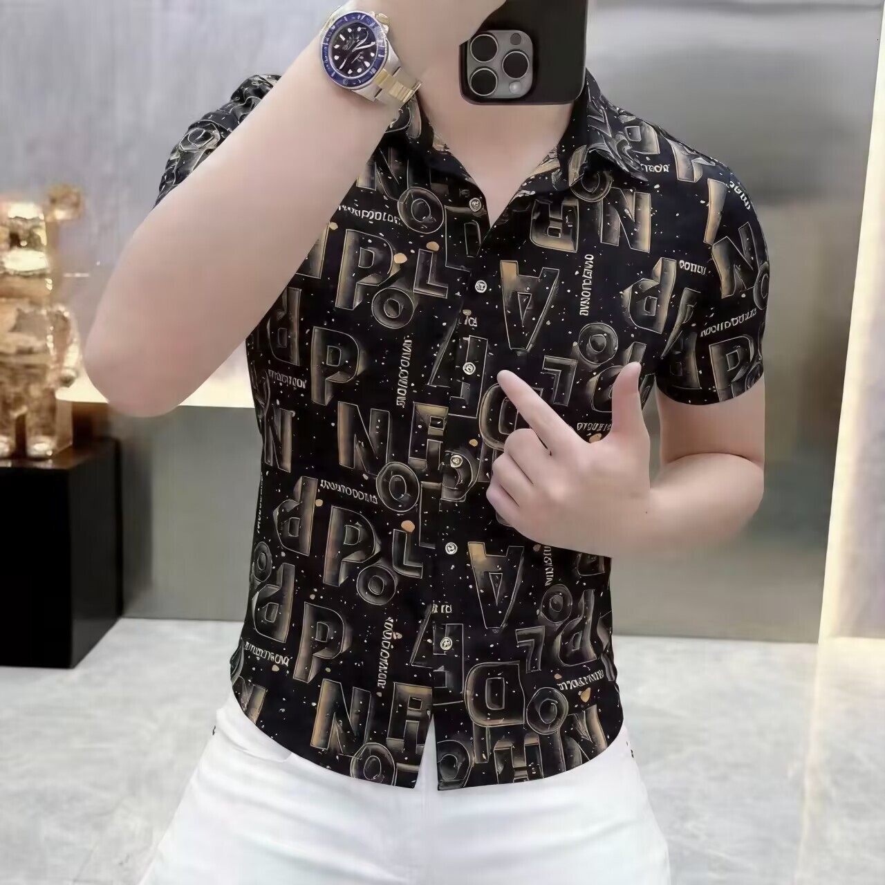 Men's New Summer Casual Fashion Stylish Printed Versatile Slim Fit Trendy Turn-Down Collar Thin Short Sleeve Shirt 2026 - view 3