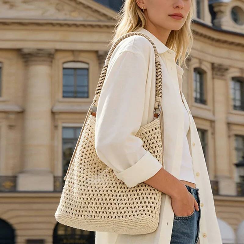 Fashion Rattan Women Shoulder Woven Female Handbags Large Capacity Summer Beach Straw Bags Casual Tote Purses Andralyn - view 4