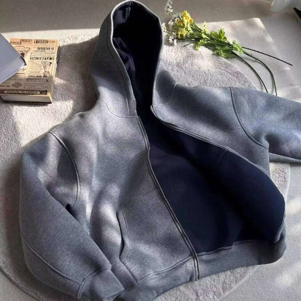 Mens 1200G Air Layer Hoodie Jacket Double Sided Zipper Cardigan Casual Korean Version Heavyweight y2k hoodie Hooded sweatshirt W260626 - view 7