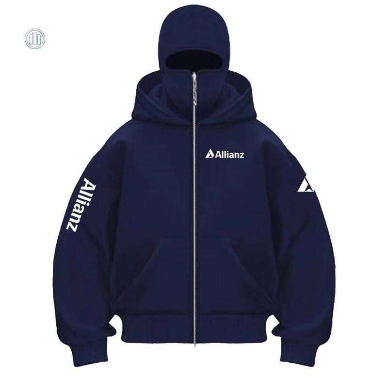 2026 Allianz logo Autumn/Winter Men's Zipper Windproof Double Hat Thick Coat Solid Color Casual Sports Hoodie W260626 - view 6