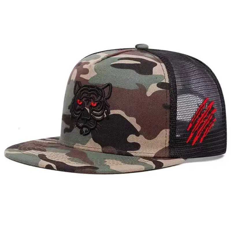 NEW man hot sale Summer Trucker Caps Unisex SnapHats Cotton Black Tiger Embroidery Baseball Men Women Hip Hop Hat M260626 - view 6