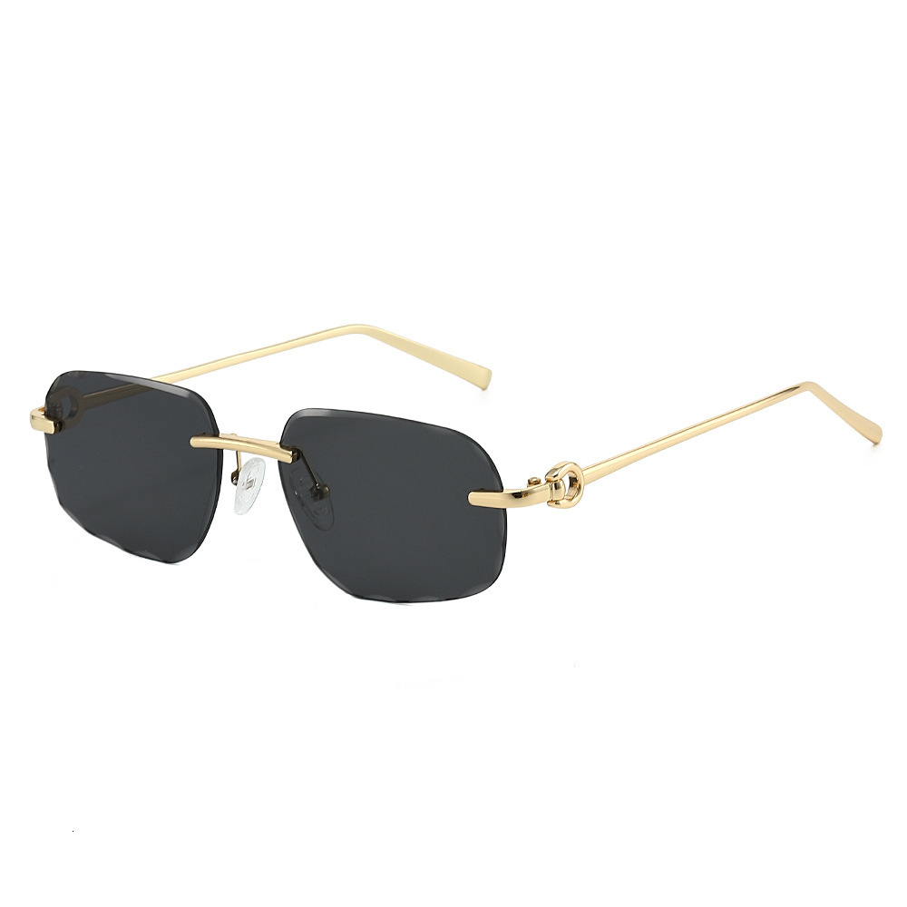 26 Fashionable Vintage Square Men's UV Protection Gradient Women's Sunglasses Rimless Wavy Edge Metal Sun Glasses