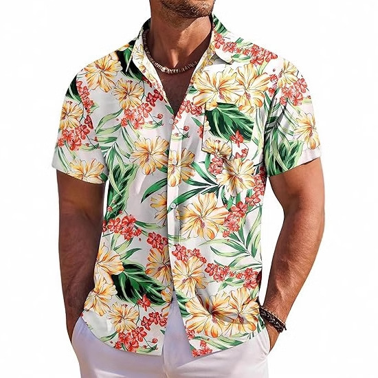Mens beach shirt European size summer new style Hawaiian short-sleeve floral shirt for men - view 1