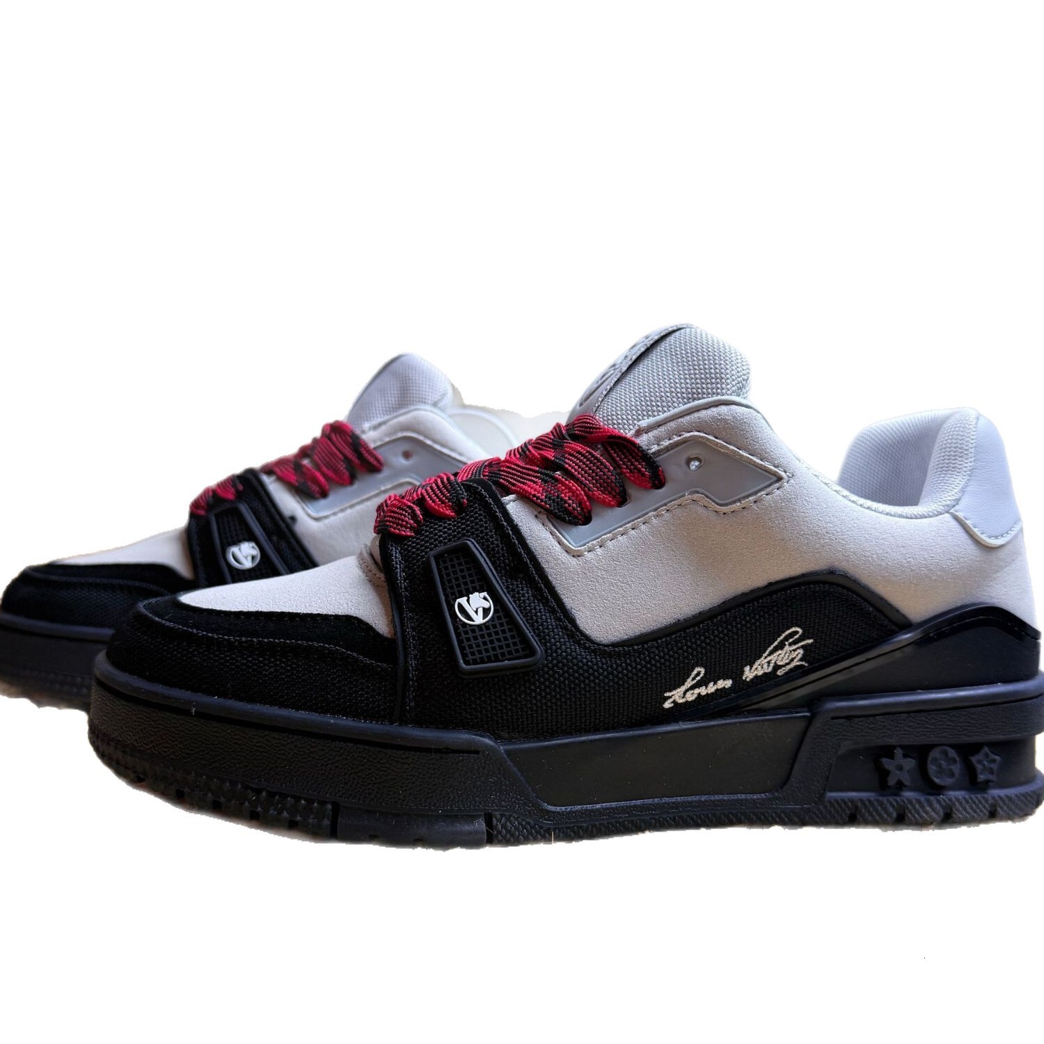 New stylish two-tone suede low-top lace-up casual sneakers men and women, extremely versatile for couples