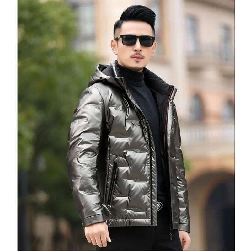 Hooded Down Jacket Men's Winter New Style Trendy for Middle-aged Young People Shiny No-wash Thick Warm and Casual Coat J260626 - view 5