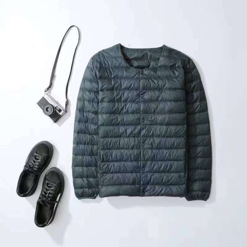 A light and down jacket for men, with collarless warm inner lining, can be worn inside a round-neck thin coat J260626 - view 6