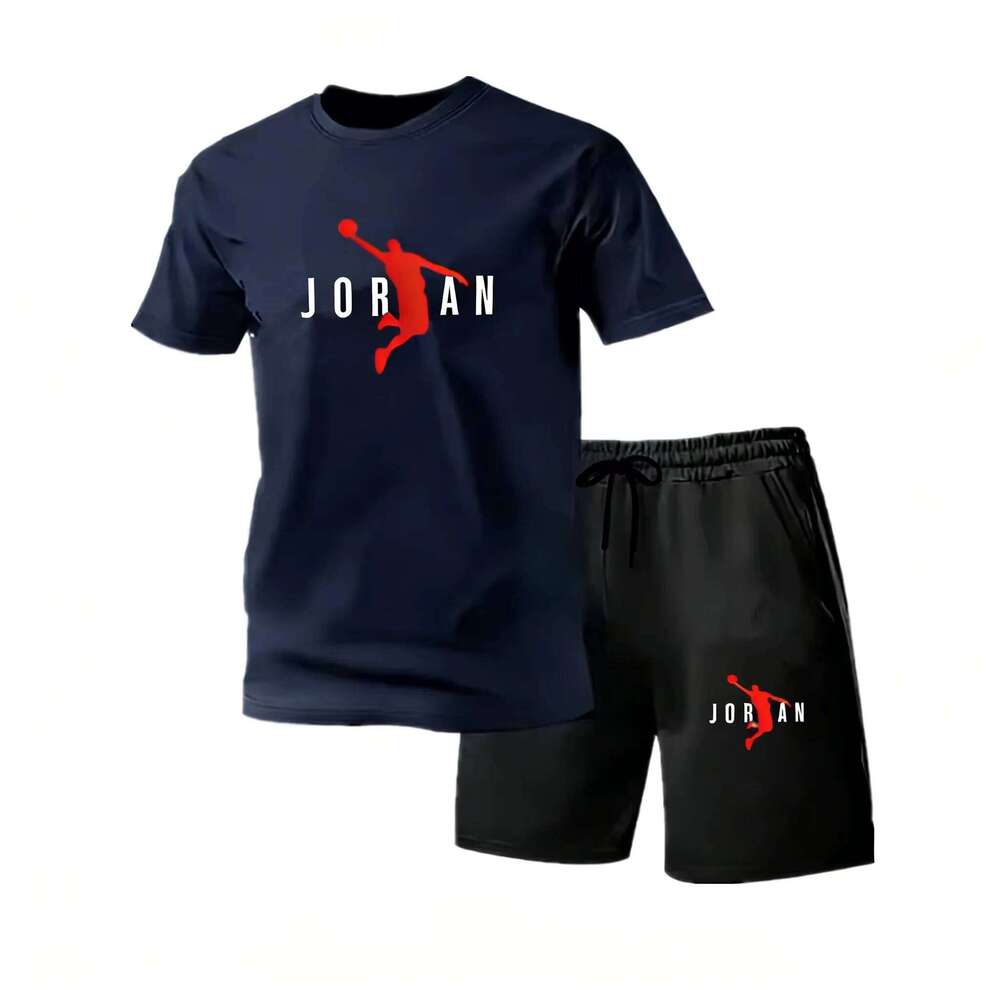 Summer Fashion Trendy Casual Sports Two Piece Men's Short sleeved T-shirt+Shorts Set Quick-drying 26Y0626 - view 4
