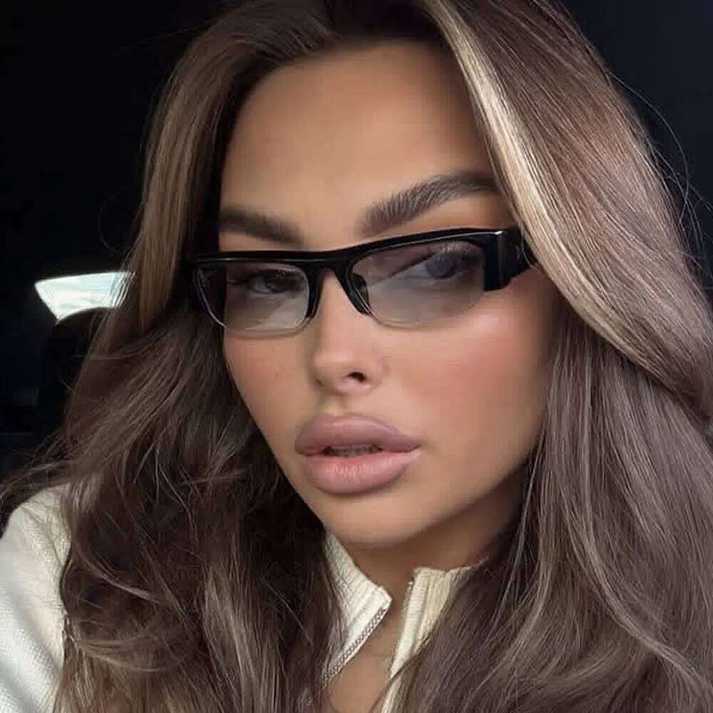 vintage half frame small square sunglasses for women new fashion clear eyeglasses ladies trendy gradient outdoor sun glasses 26Y0626 - view 3