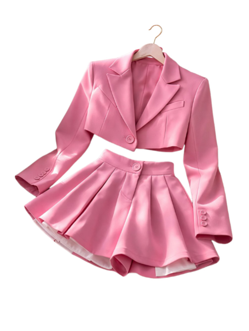 Womens Short Blazer Sets 2 Piece and Mini Skirt Sets Business Casual Suits SF061 - view 3