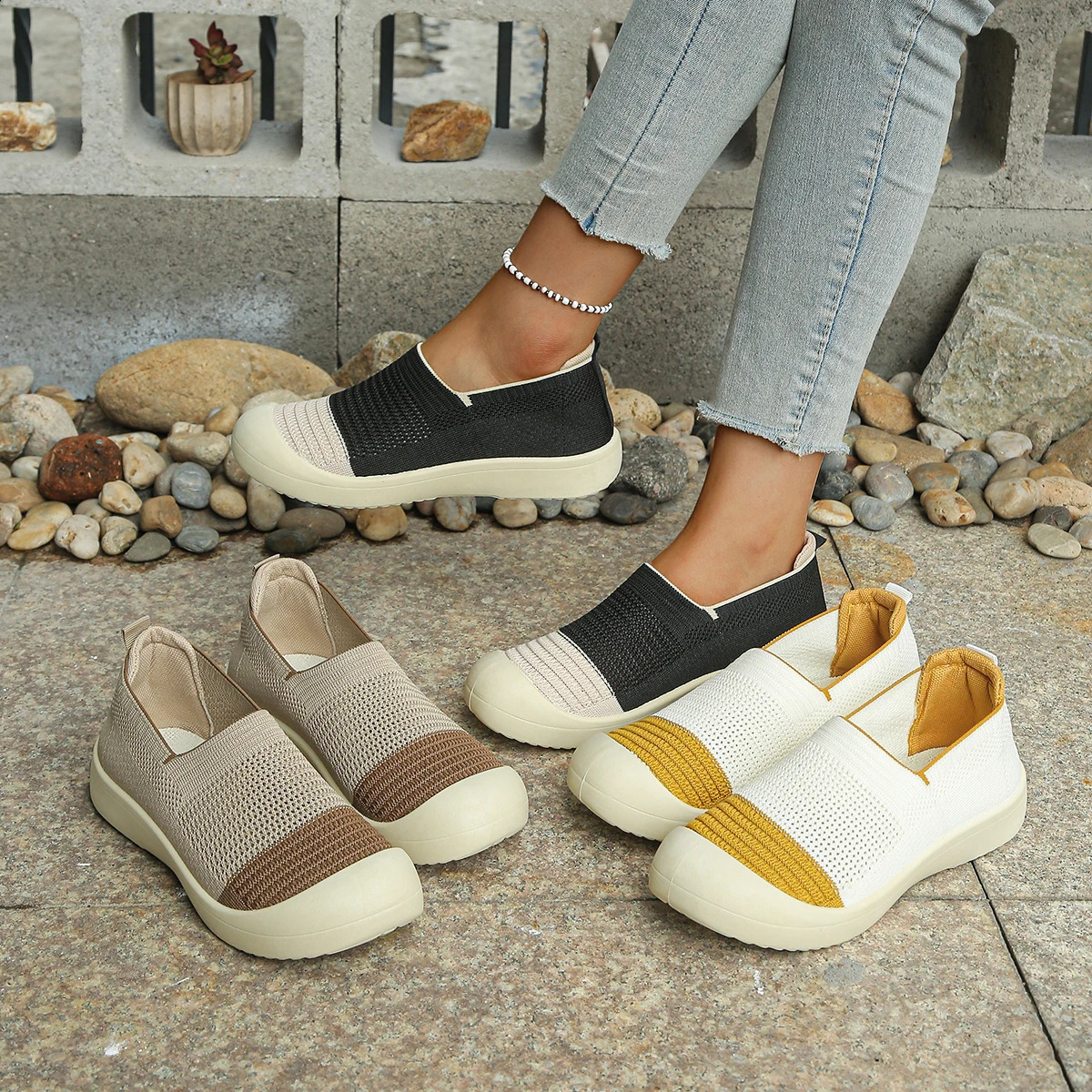 Womens shoes Retro Dualtone Slipon Shoes Breathable Soft Sole for Comfort Summer Fashion Footwear Versatile Colorways 260626 - view 3