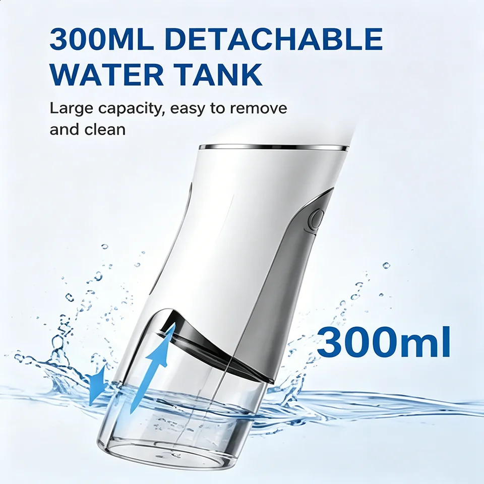 Portable Water Flosser Oral Irrigator 300ML 4 Modes IPX7 Waterproof Dental Cleaner 360 Nozzle for Travel Home Use 260626 - view 6