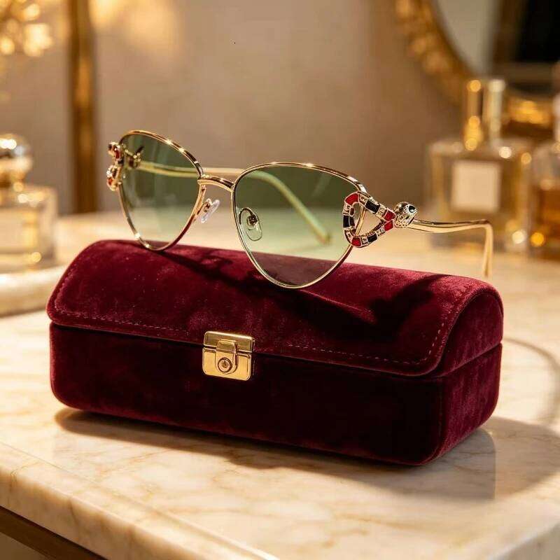 2026 Fashion Gold Cat Eye Sunglasses Snake Head Ornament Gradient Lens Sun Glasses UV400 Shades for Women Casual & Everyday Wear 26Y0626 - view 1