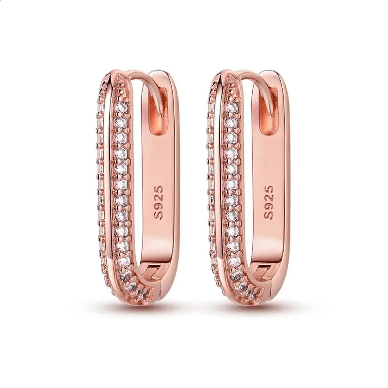 925 Sterling Silver Heart Hoop Earrings Inlaid Zircon CZ Infinity Love Golden Earrings For Women Wedding Gift Jewelry 260626 - view 3