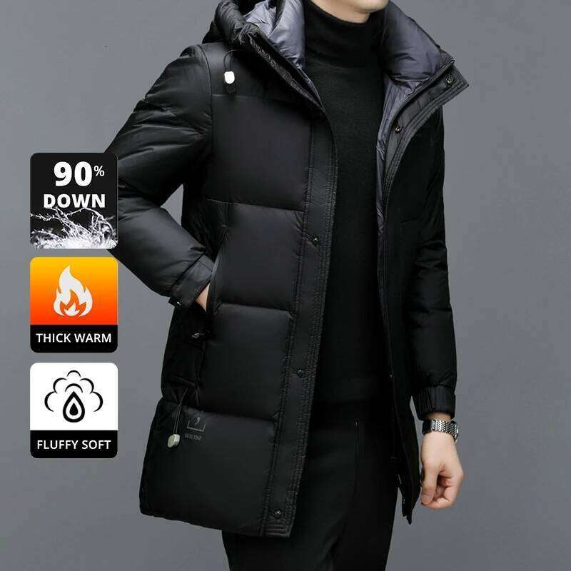 High End Long Thick New Brand Casual Fashion Winter Down Jacket Men Hooded Warm Street Parkas Feather Windbreaker Puffer Coats W260626 - view 7