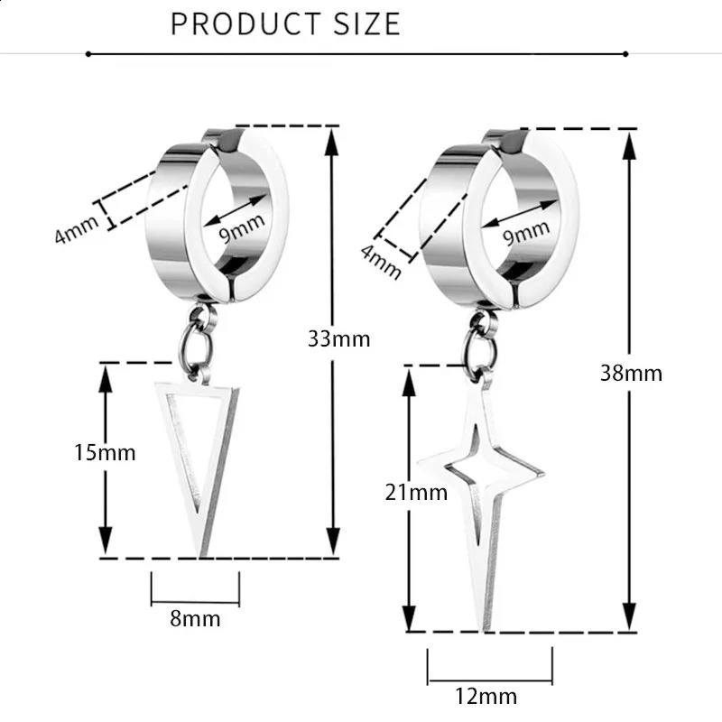 1Pair Clip On Hoop Earrings For Men Women Stainless Steel No Piercing Earring Ear Silver Black Colors Huggie 260623 - view 7