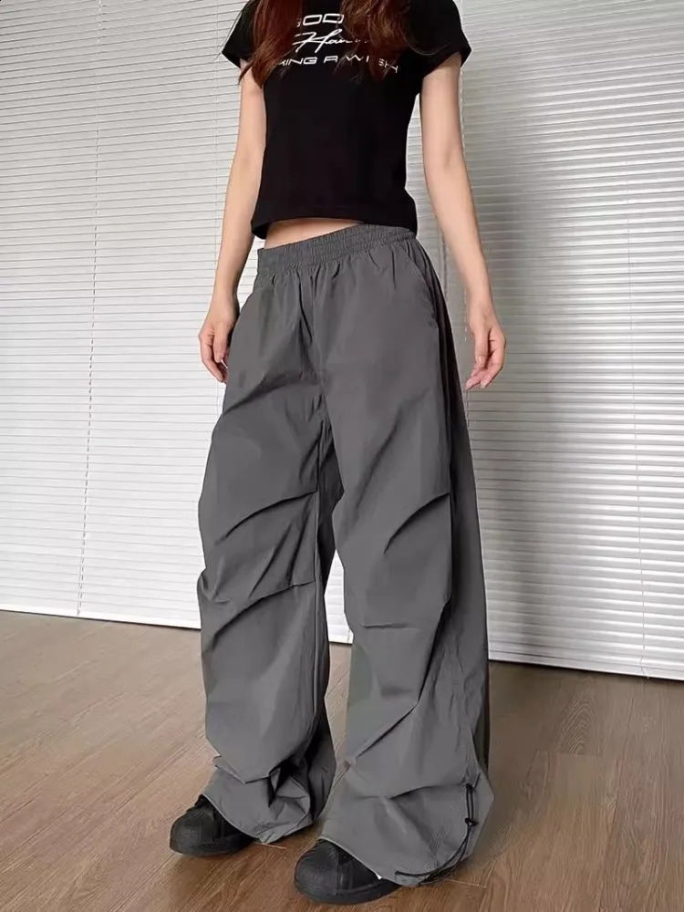 American Style Women Loose Fit Straight Pants Elastic Waist Long Trousers Cargo Boyfriend Hip Hop Female 260625 - view 4