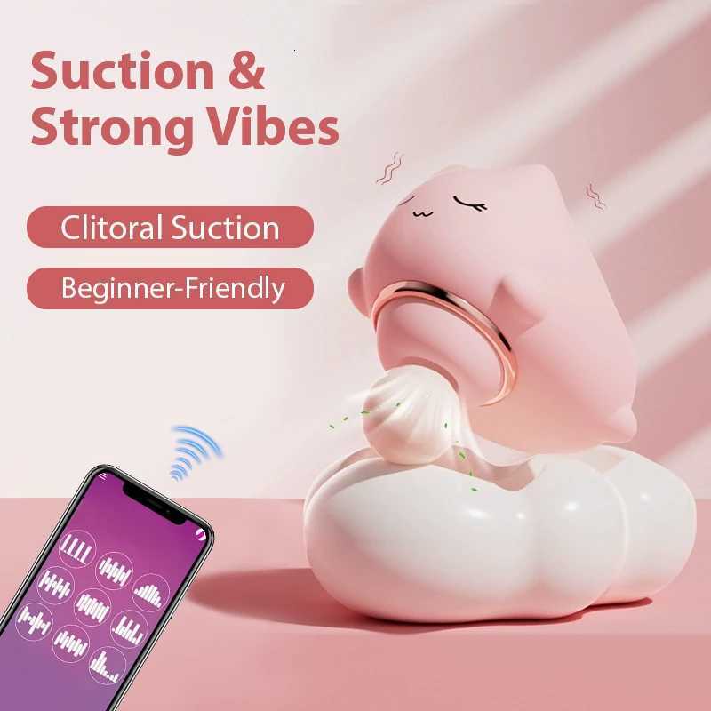Suction Vibrator USB Rechargeable Cute Silicone Remote Control Powerful Shock Clit Massager Adult Sex Toys 18 M260626 - view 3