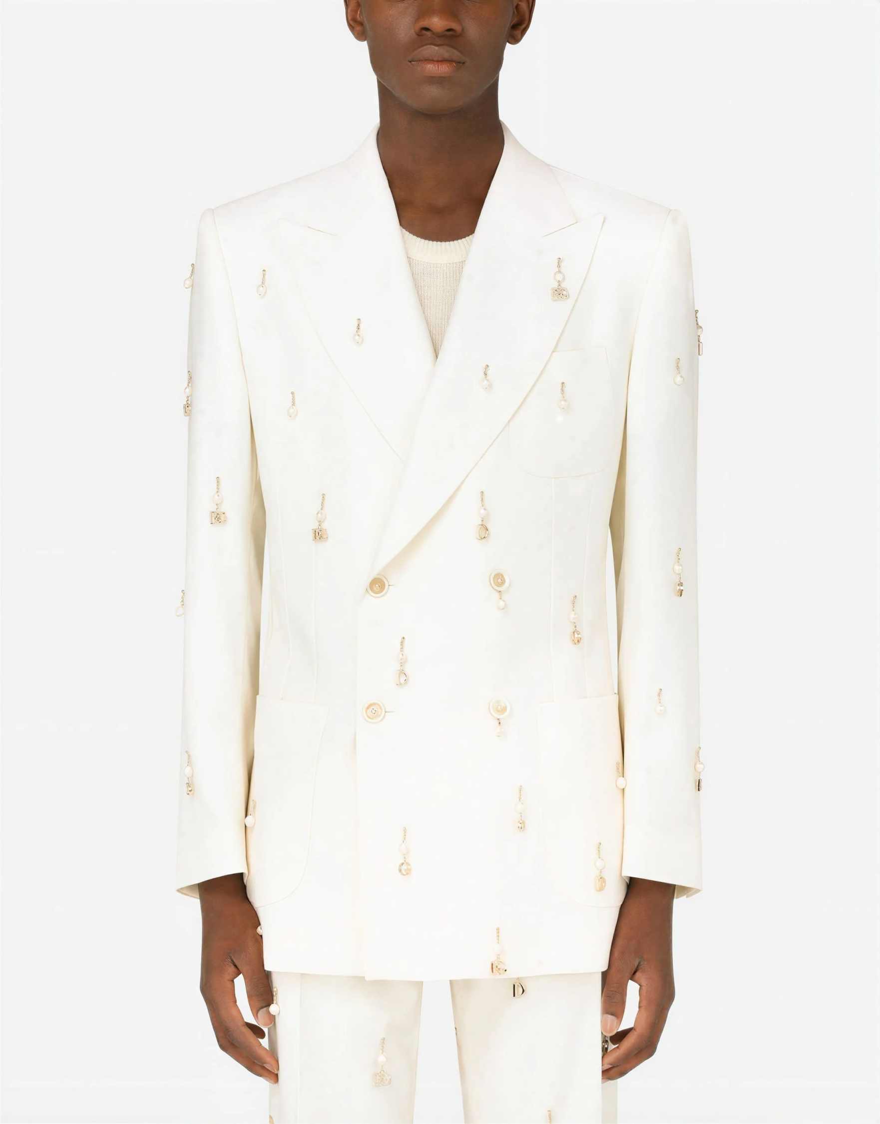 Exquisite Mens Suits 2 Pieces Blazer Pants Double Breasted Tassels Beading Wedding Party Prom Customized trajes de hombre - view 4