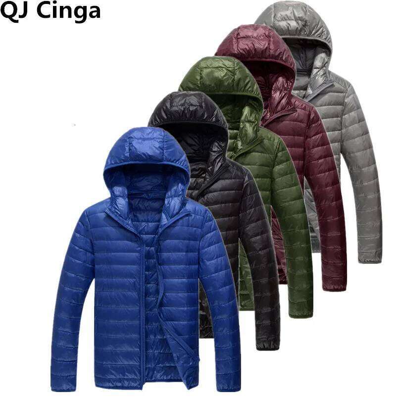 2026 Men's Blue Hooded Coat, Zipper Control Winter Light and Thin Jacket, Fashion Hot Sale Parkas Jaqueta Asian Size M-5XL W260626