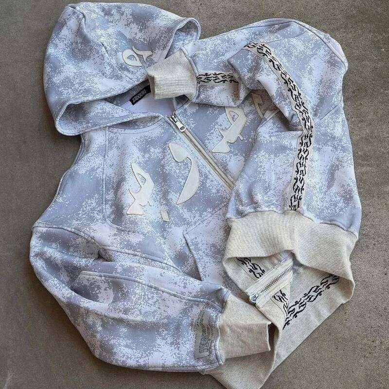 Autumn light color loose classic style 2025 new elastic zipper camouflage casual high-end hip-hop street jacket W260626