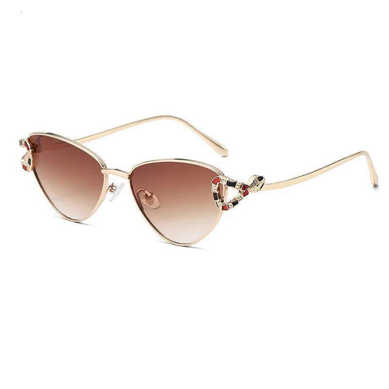 2026 Fashion Gold Cat Eye Sunglasses Snake Head Ornament Gradient Lens Sun Glasses UV400 Shades for Women Casual & Everyday Wear 26Y0626 - view 6