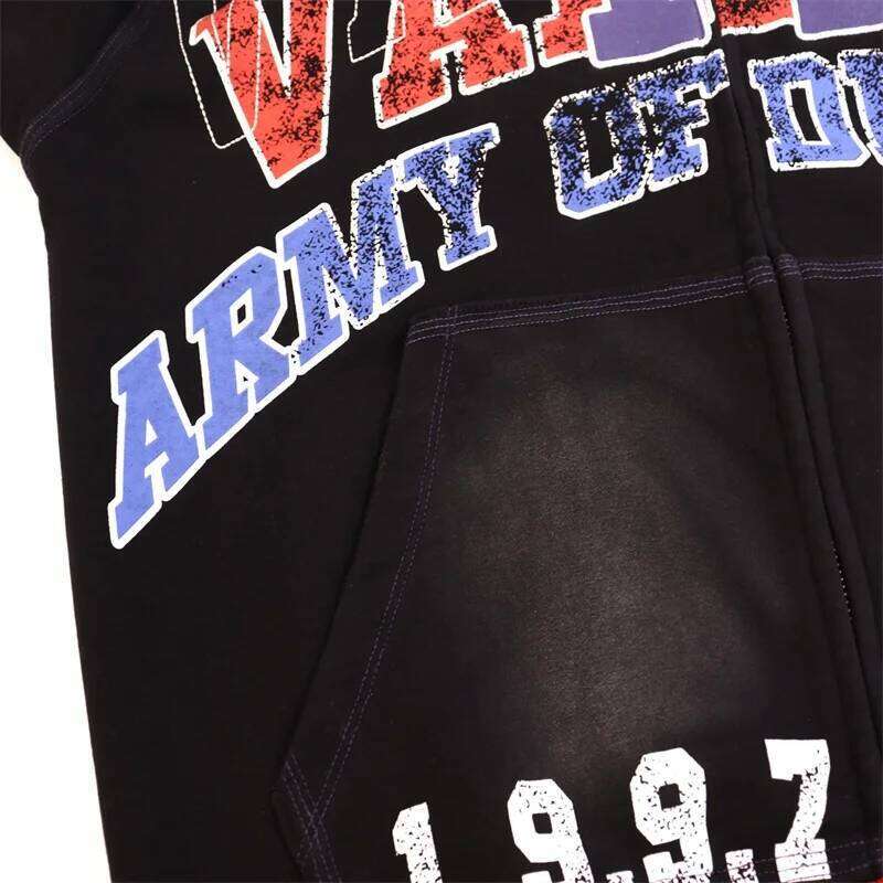 Men American Vintage Sweatshirts Washed Pure CottonOversized VALLEY Logo Print Hoodies W260626 - view 6