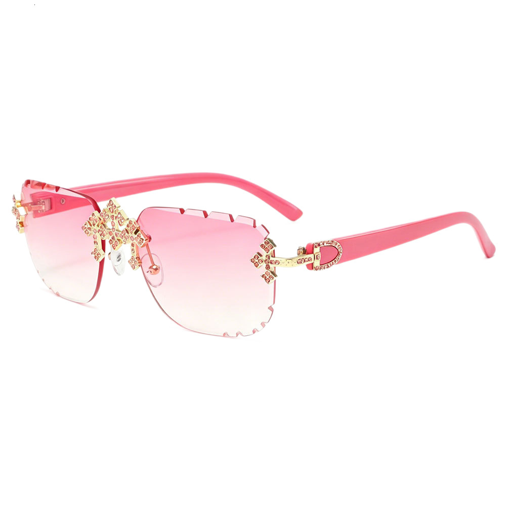 Premium Selection Of Cross-Shaped, Diamond-Embellished, Fashionable Frameless Sunglasses With High-End Cut Lenses For Women - view 5