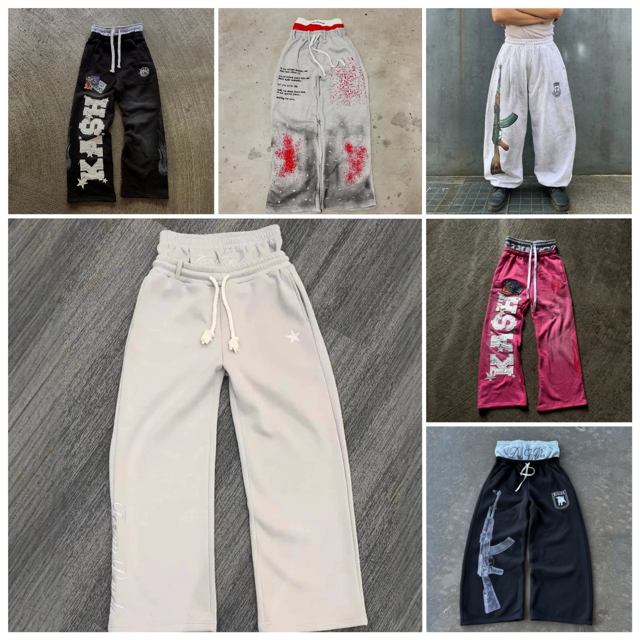 Men's Pants Harajuku Loose Double Waisted Sweatpants Y2K American Solid Color Letter Casual Hip Hop Drawstring Waist Jogger