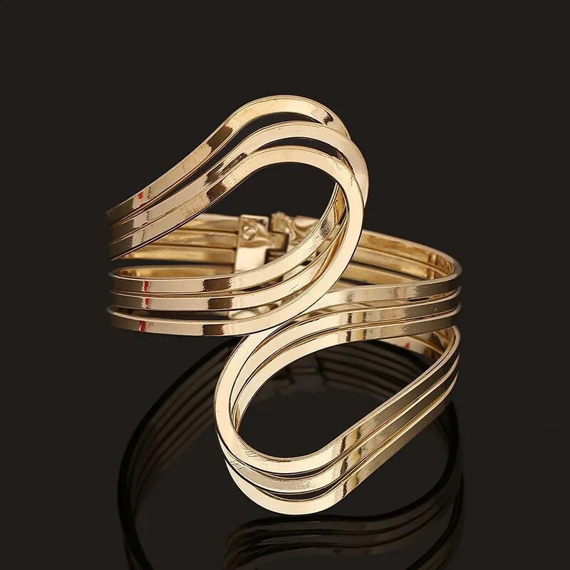 DIEZI Bijoux Gypsy Fashion Gold Silver Plated Punk Hip Hop Cuff Wide Men Bangles Arm Bracelet for Women Bracelets 260623 - view 7