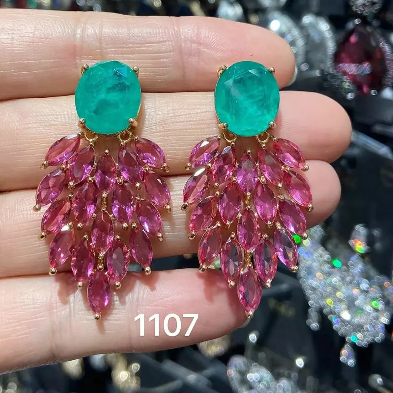 Bilincolor Fashion Green Earring for Women Wedding Bridal Jewelry 260625 - view 4