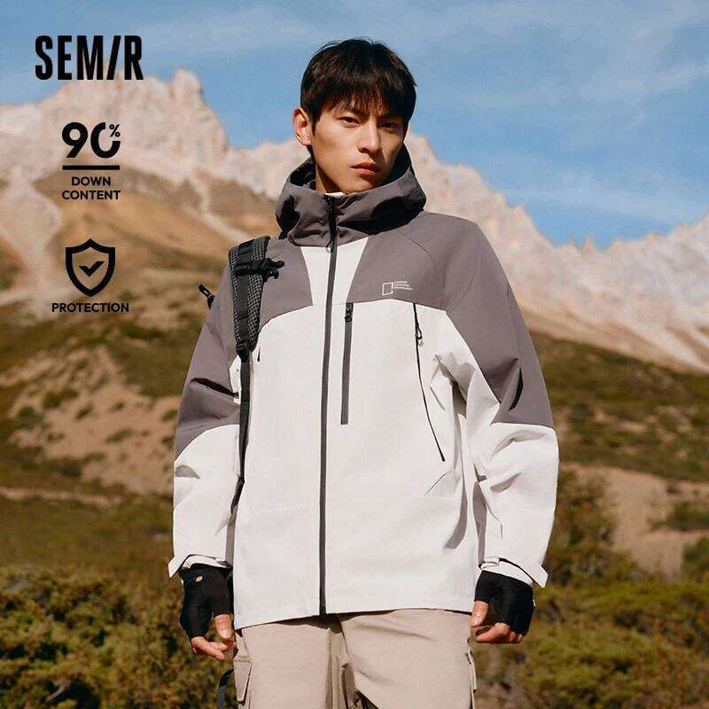 Semir Down Jacket Men Three-in-One 2024 Winter New Colorblocked Stand-Up Collar Protective Outerwear W260626