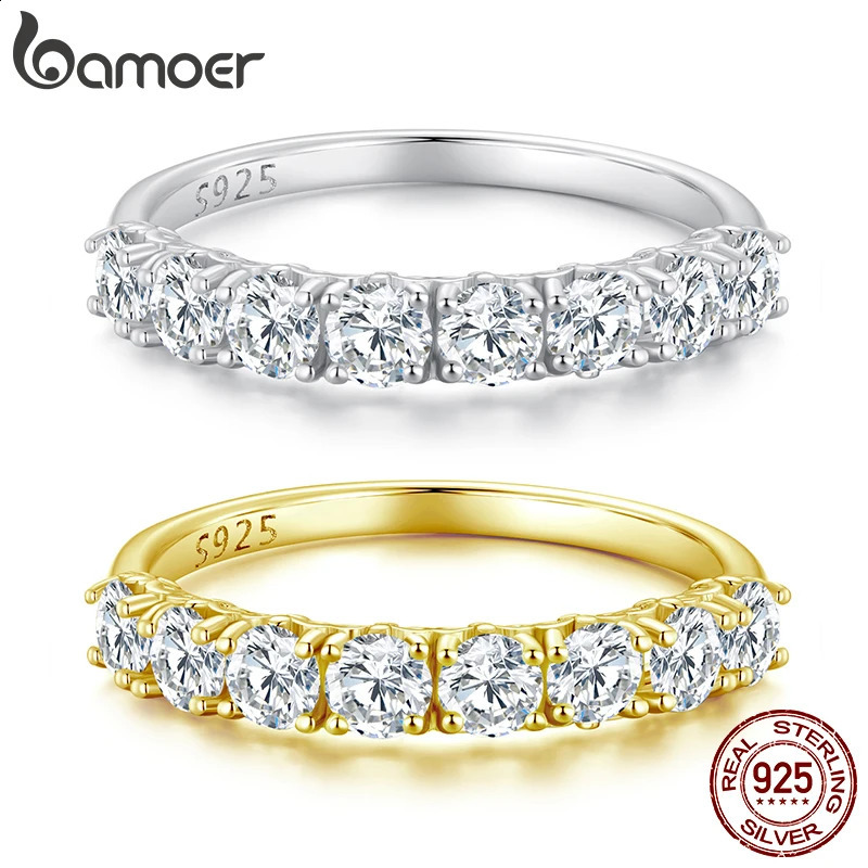 Stackable Patterned Ring Half Ring Setting in Row 925 Sterling Silver D Color for Women Wedding Gift260624 - view 1