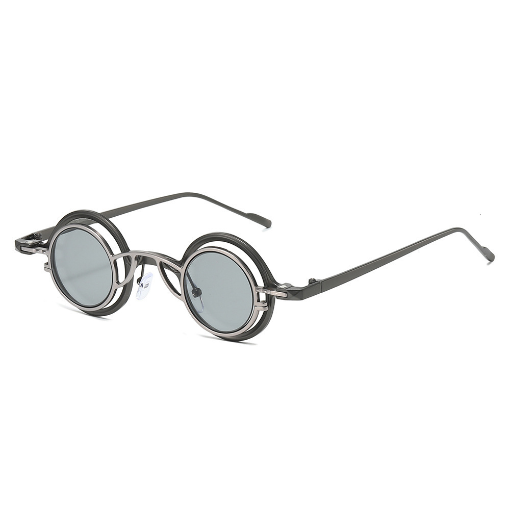 European And American Retro Personality Small Round Frame Metal Fashion Internet Celebrity Same Style Travel Vacation Sun Protection Sunglasses - view 1
