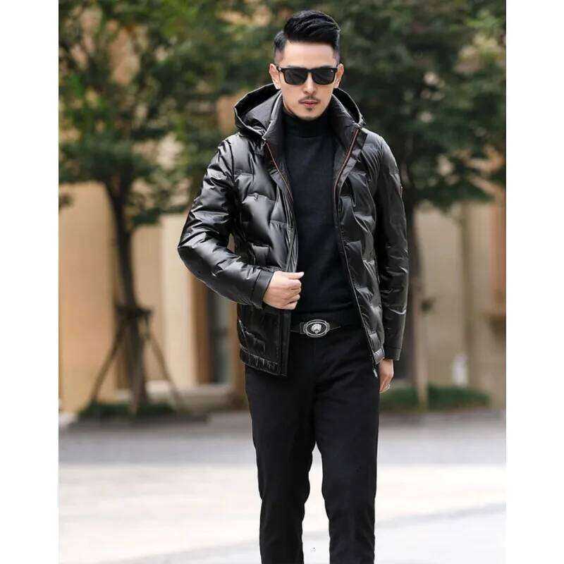 Hooded Down Jacket Men's Winter New Style Trendy for Middle-aged Young People Shiny No-wash Thick Warm and Casual Coat J260626 - view 6