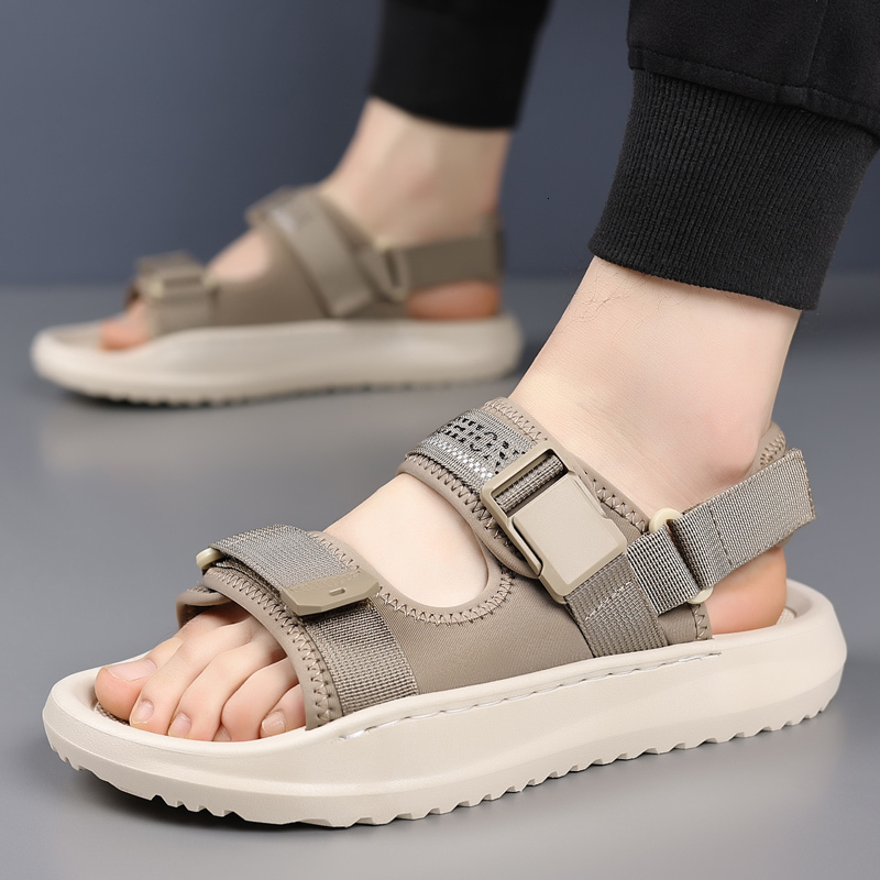 Men Adjustable Webbing Strap Platform Sandals Quick Release Buckle Thick Cushion Non Slip Open Toe Outdoor Beach Walking Casual Sandals
