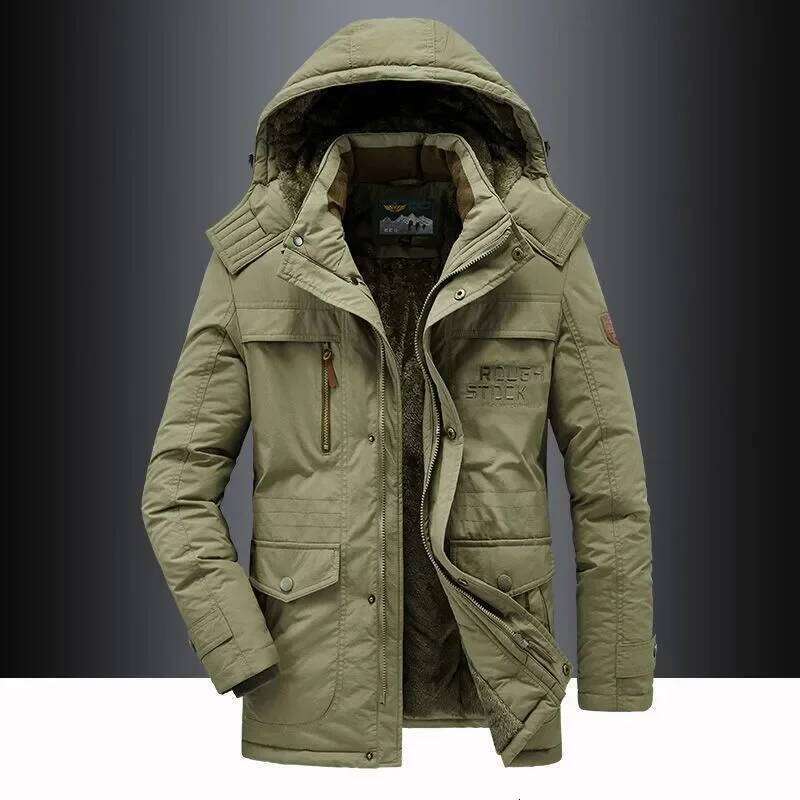 New Men Hooded Parkas Casual Long Down Fleece Warm Tooling Jackets Good Quality Male Outdoors Winter Coats Size 5 J260626 - view 3