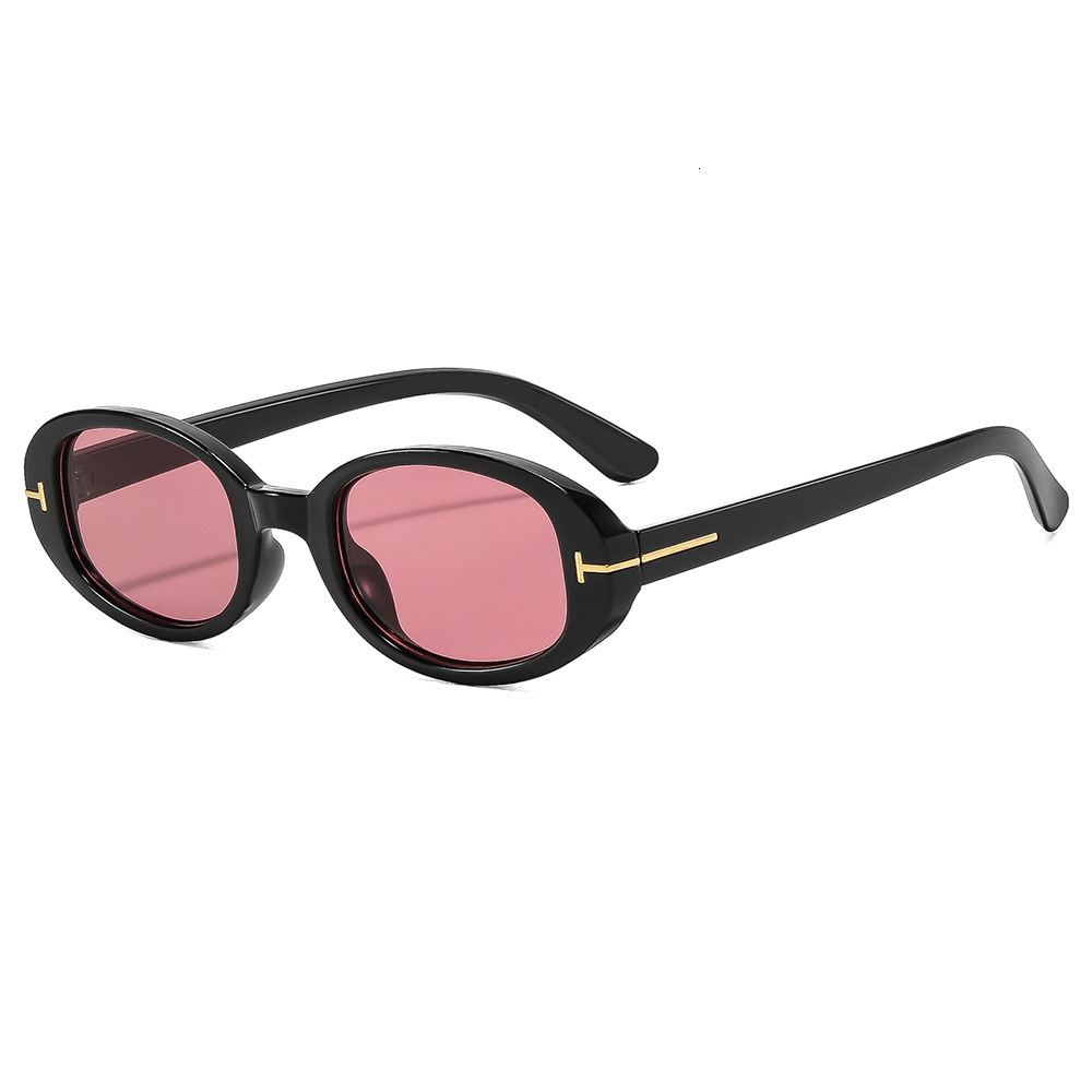 20 European And American Minimalist Oval Small-Frame Sunglasses, Fashionable Street Style Women's Versatile Trendy Sunshade Glasses - view 5