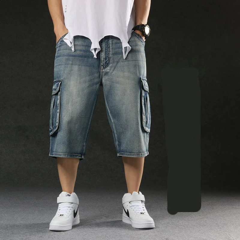 Mens Plus Size Loose Baggy Denim Shorts Fashion Streetwear Hip Hop Skateboard Cargo Jeans Short for Male Men 260625 - view 6