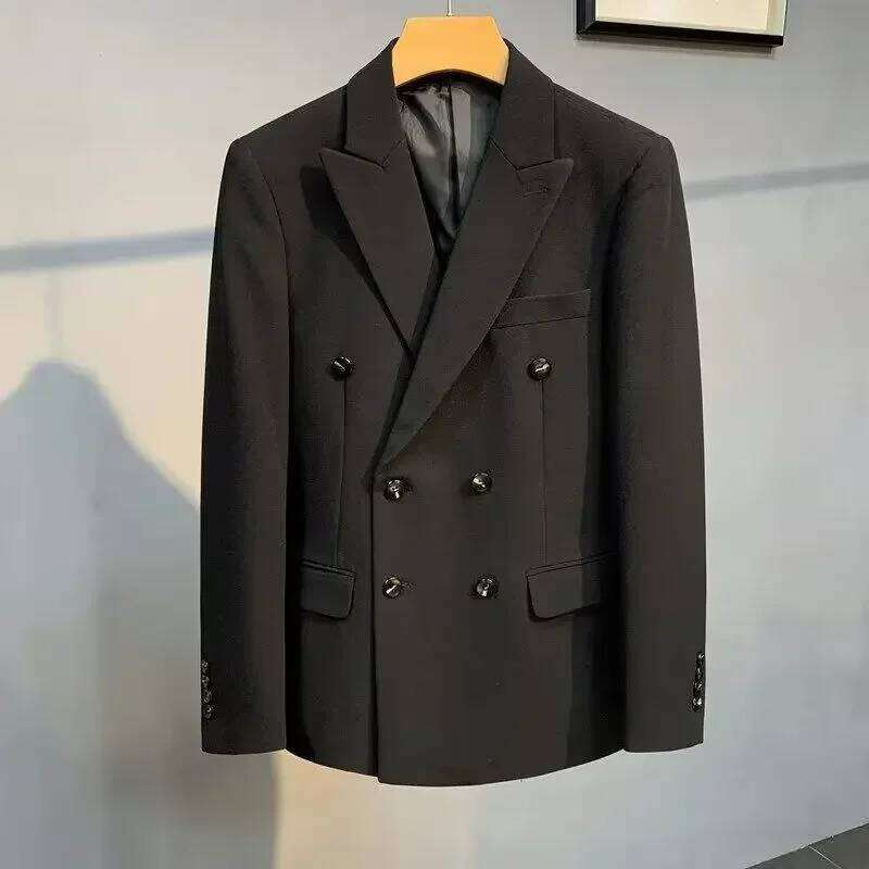 Dress Jackets Men's Suit Business Thin Double Breasted Coat Male Blazer Slim Fit Clothing Spring Clothes High Quality Summer 26L0626