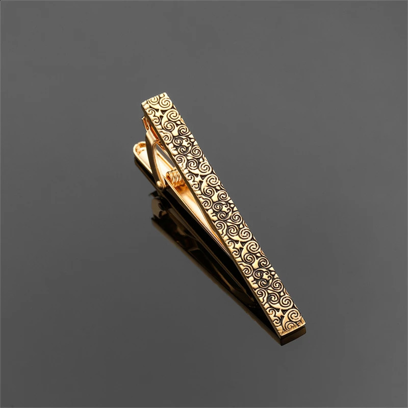 High quality carved rose tie clip fashionable mens tie wedding shirt clip brass material tie clip 260626 - view 5
