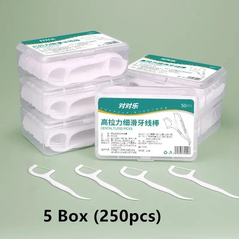 50100150250500pcs Portable Disposable Dental Floss Plastic Toothpick Hightension Stick Box Oral Care 260626 - view 4