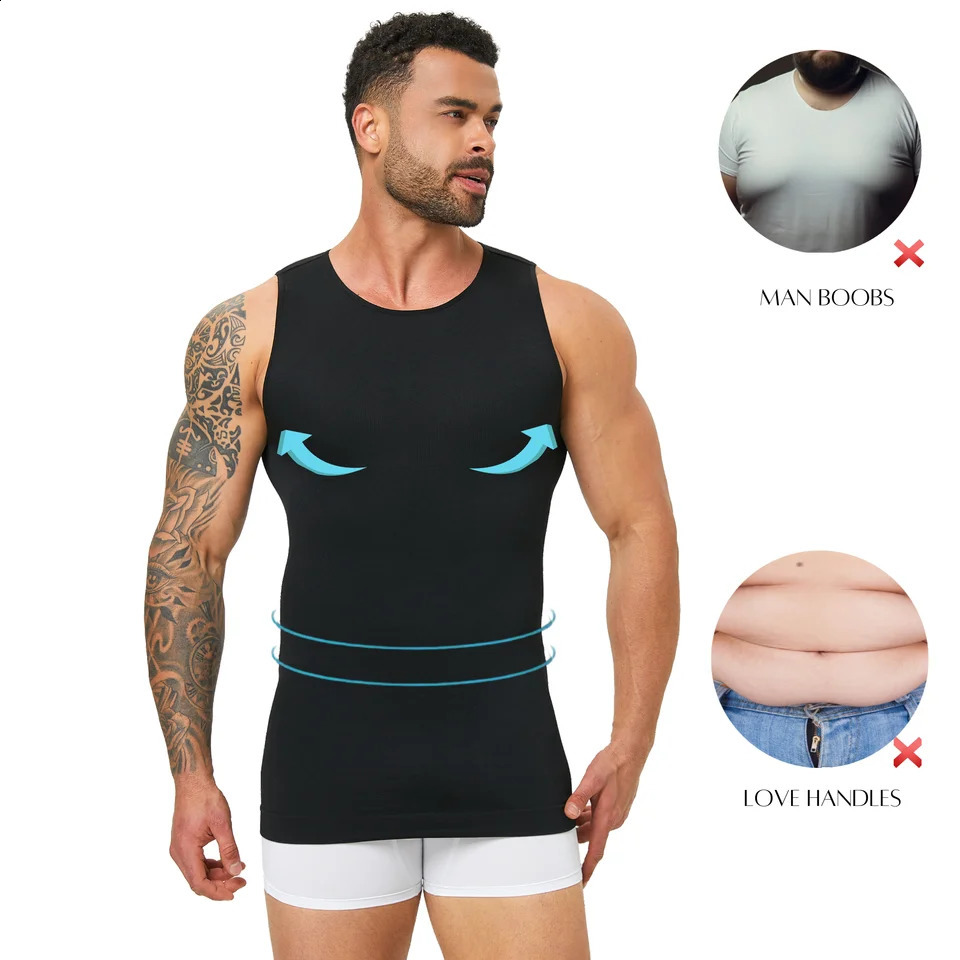 Mens Seamless Body Shaper Tank Top High Stretch Breathable Compression Vest Slim Fit Workout Casual Wear 260625 - view 4