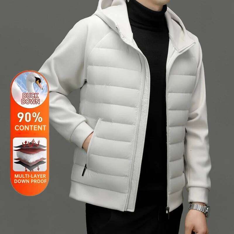 High End 95% Light Seamless Hot-pressing Bonded Casual Fashion Hooded Men Down Jacket New Puffer Winter Feather Coats W260626 - view 6