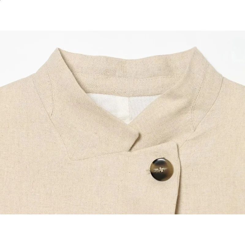 ZHIO 2026 Summer Arrival Womens Simple Casual Notch Lapel Linen Blend Short Sleeve Blazer Jacket 260626 - view 4