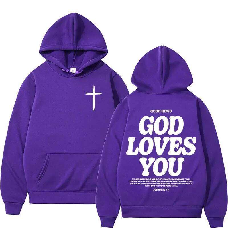 new2026Harajuku Aesthetic Christian Jesus Church Bible Verse God Loves You Hooded Men's Women Vintage Sweatshirts Streetwear Y2K W260626 - view 4