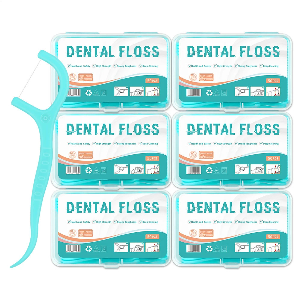 KingubznisDental Floss Plastic Toothpicks with Threads Soft Dental Flosser Elastic Silk Sticks Ultrathin 50Pcs 260626 - view 4