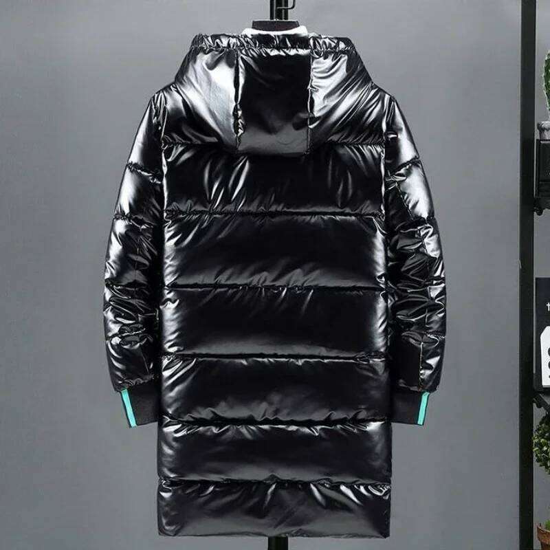 Water Resistant Down Cotton Jacket for Men 2025 New Winter Thickened Glossy Warm Korean Style Trendy Long Coat W260626 - view 1