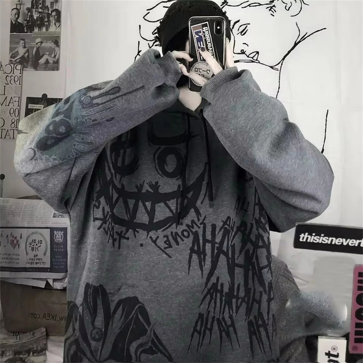 Gothic Japan Cartoon Hip Hop Hoodie Sweatshirt Oversize Women Spring Autumn Funny Punk Hoodies Tops Females Clothes Hoodie Girl 260626 - view 5